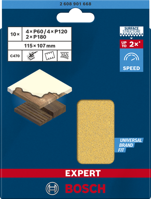Bosch EXPERT C470 砂紙套裝 115 x 107 毫米。